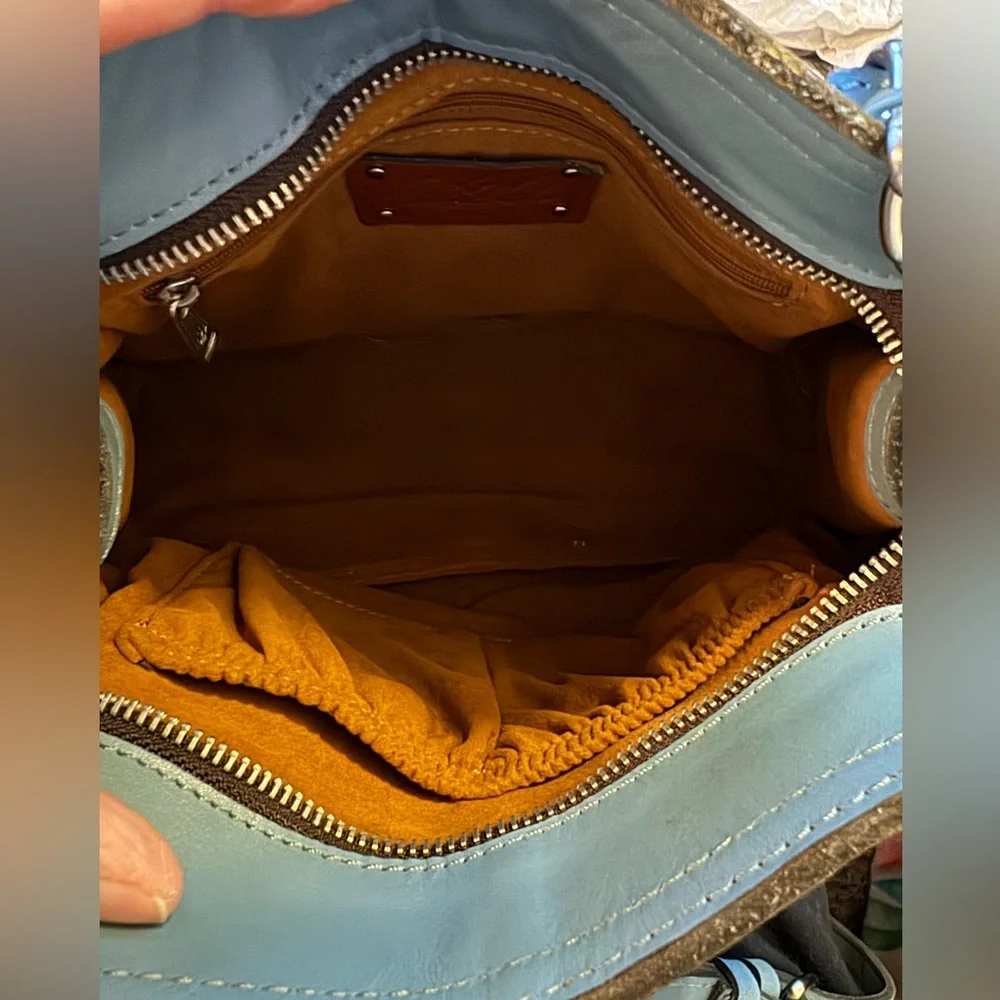 NWOT Patricia Nash Holystone Slouchy Satchel in Safflower Blue *sold out online* - Picture 10 of 16